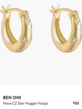 BEN ONI waterproof Nova CZ Star Huggie Hoops